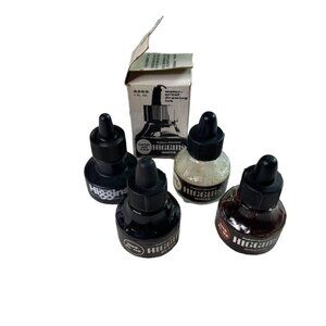 Lot 4 Bottles Permanent Black White Drawing Ink Mix Media Higgins u